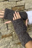 Boucle Fingerless Gloves Chocolate Melange